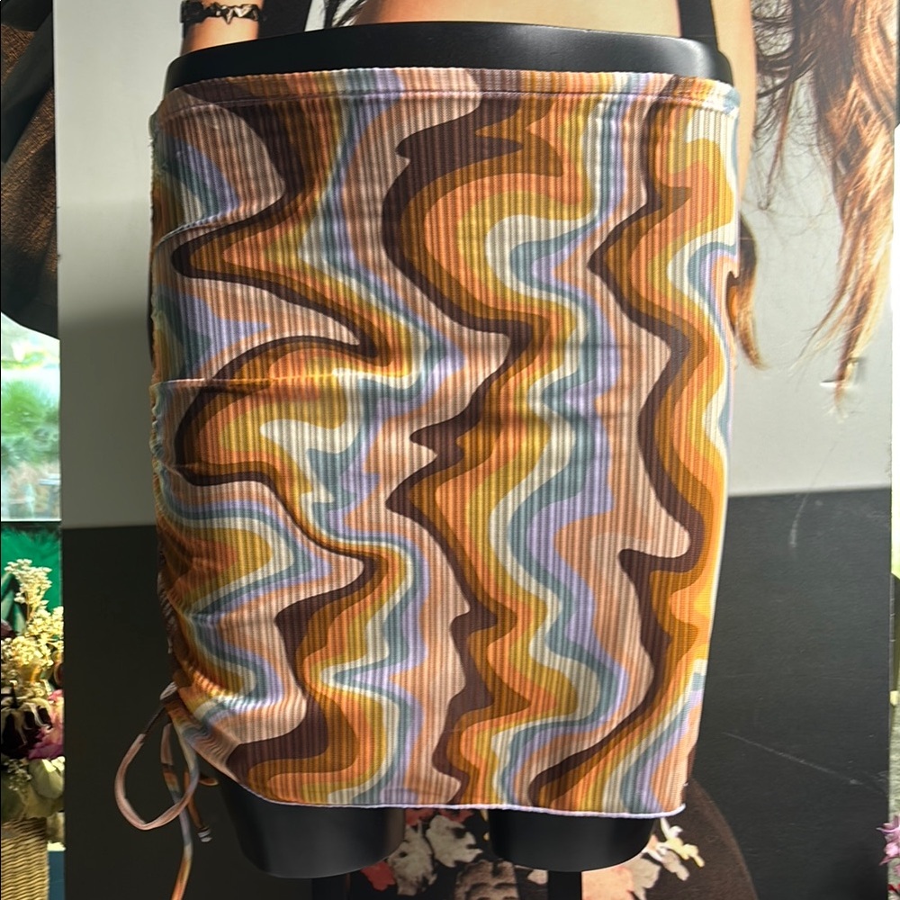 Volcom Ribbed Ruched Midi sarong beach  skirt